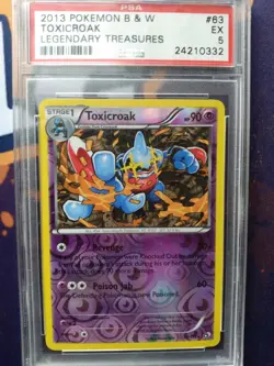 2013 POKEMON BLACK & WHITE LEGENDARY TREASURES #63 TOXICROAK PSA EX 5 - Image 1