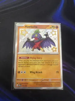 Pokemon TCG Hawlucha Baby Shiny Holo Rare Card Paldean Fates 175/091 NM - Image 1