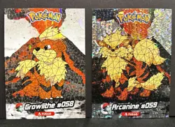 GROWLITHE X ARCANINE LOT - POKEMON CRYSTAL CARD COLLECTION CCG CRACKED HOLO - Image 1