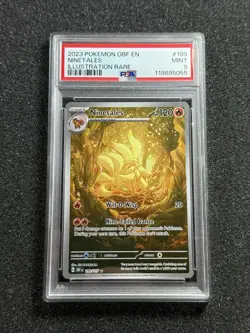 Pokemon 2023 Obsidian Flames Ninetails Holo Illustration Rare Card 199/197 PSA 9 - Image 1
