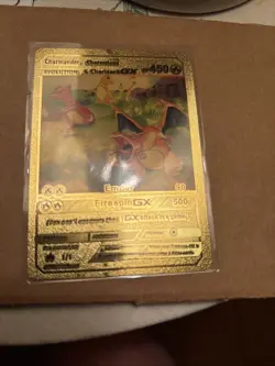 Gold Foil Pokemon Charmander, Charmeleon, & Charizard GX Card HP 450 2020 - Image 1