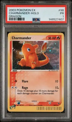 2003 POKEMON EX DRAGON #98 CHARMANDER-HOLO PSA 1 - Image 1
