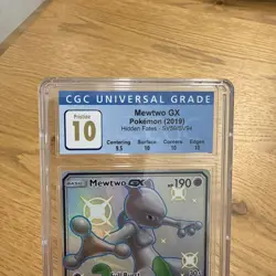 Cgc Pristine 10 GOLD Pokemon Hidden Fates Mewtwo GX SV59 - Rare - Image 2