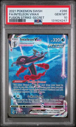 PSA 10 Inteleon Vmax Fusion Strike-Secret Pokemon Sword Shield Fusion Strike 266 - Image 1