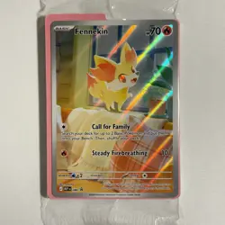 Pokemon Fennekin SEALED Chaos Rising Promo Illustration Rare, Sleeves, & Coin - Image 2