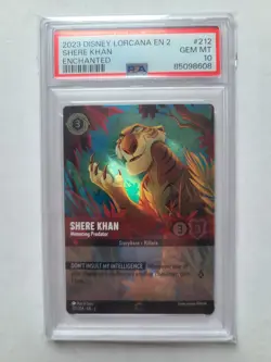 Lorcana TCG Shere Khan Menacing Predator PSA 10 GEM MINT Enchanted Foil Card 212 - Image 1