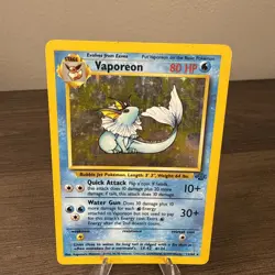 Pokemon TCG Vaporeon 12/64 Holo Rare Jungle 1999 Vintage MP - Image 1