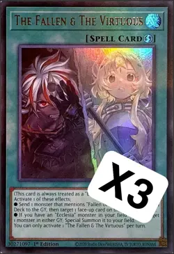 Yu-Gi-Oh! 3x The Fallen & The Virtuous Playset CH01-EN019 Ultra Rare 1st Ed NM - Image 1