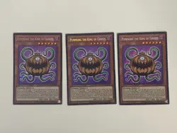 Yugioh Pumpking the King of Ghosts x 3 1st Secret Rare Chibi Art NM - Free Holo - Image 1