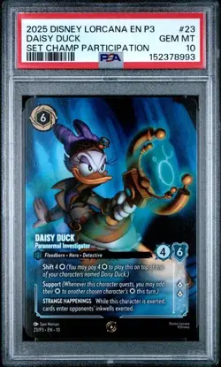 Lorcana Daisy Duck - Paranormal Investigator 24/P3 SET CHAMP Participant PSA 10 - Image 1