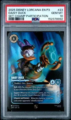Lorcana Daisy Duck - Paranormal Investigator 24/P3 SET CHAMP Participant PSA 10 - Image 1