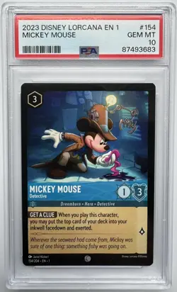 MICKEY MOUSE 2023 Disney Lorcana The First Chapter Detective 154/204 PSA 10 - Image 1