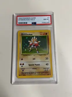 1999 POKEMON GAME BASE SET HITMONCHAN-HOLO #7 PSA 8 - Image 1
