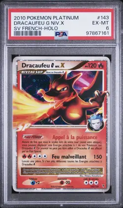 2009 Pokemon FRENCH Platine Vainqueurs Supremes Dracaufeu G Niv. X 143/147 PSA 6 - Image 1
