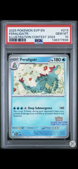 2025 POKEMON SVP ILLUSTRATION CONTEST 2024 PROMO #213 FERALIGATR PSA 10 - Image 1