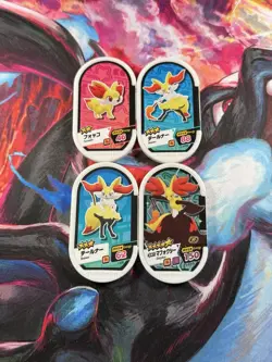Pokemon Fennekin, Braixen, Delphox Battrio Tretta Mezastar Token Lot of 4 - Image 1