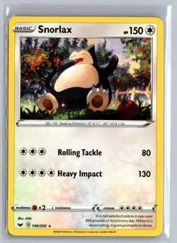 Snorlax 140/202 Rare Sword & Shield Pokemon Near Mint - Image 1