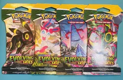 Pokemon Tcg Evolving Skies Sleeved Booster Pack Set Of 4 - One Of Each Pack Art - Image 1