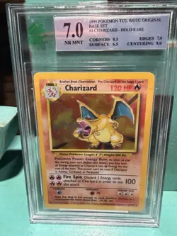 LOOK!! CHARIZARD 1999 POKEMON BASE SET UNLIMITED HOLO #4 MNT 7!! - Image 1