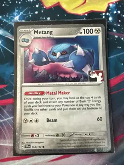 Play! Pokemon Prize Pack 6 Temporal Forces Cosmo Holo 114/162 Metang - Image 1