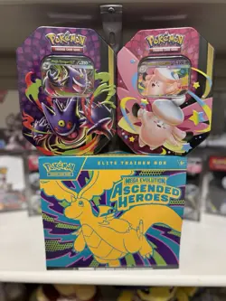 Pokemon Ascended Heroes ETB and 2 Moonlit Tins - Gengar & Clefable Sealed - Image 1