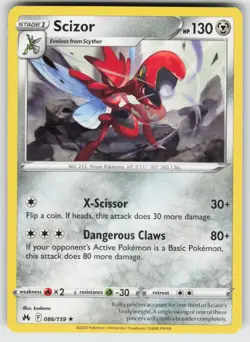 Scizor Rare Crown Zenith 086/159 Pokemon - Image 1