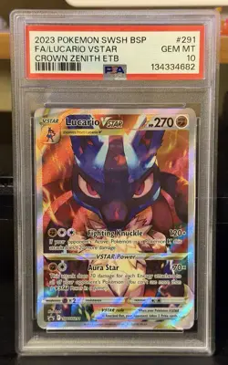 2023 POKEMON SWSH BLACK STAR PROMO #291 FULL ART/LUCARIO VSTAR PSA 10 - Image 1