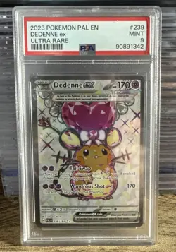 2023 Pokemon PAL EN Dedenne ex ULTRA RARE Full Art 239/193 PSA 9 MINT - Image 1