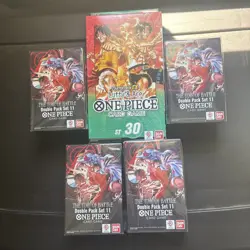 Lot of 5 One Piece op-16 Double Pack Set Vol 11 + One ST 30 Starter Deck GODUU - Image 1