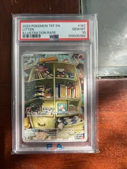 Pokemon TCG Temporal Forces Litten Illustration Rare 167/162 PSA 10! - Image 1