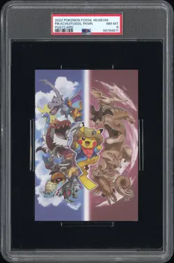 2022 POKEMON FOSSIL MUSEUM POSTCARD PIKACHU & FOSSIL POKEMON PSA 8 - Image 1