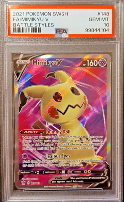 2021 Pokemon Battle Styles Mimikyu V (Full Art) 148/163 Holo PSA Gem Mint 10 - Image 1