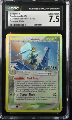BEEDRILL 1/113 REVERSE HOLO EX DELTA SPECIES POKEMON CGC 7.5 NEAR MINT+ - Image 1