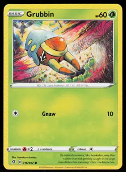 Grubbin 016/192 Common Rebel Clash Pokemon Near Mint - Image 1