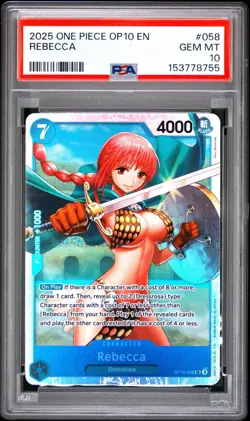 2025 One Piece Op10-058 Royal Blood Rebecca PSA 10 #058 SR English - Image 1