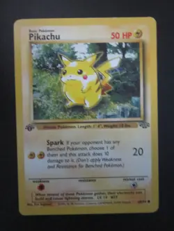 PIKACHU POKEMON CARD 1ST EDITION 60/64 JUNGLE NON HOLO LIGHTLY PLAYED EX+ - Image 1