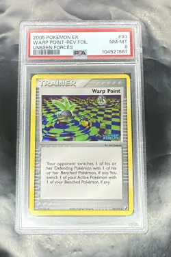 2005 Pokemon Warp Point - Reverse Holo - EX Unseen Forces - 93/115 - PSA 8 - Image 1
