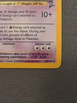 Holo Rare Mewtwo 010/130 Base Set 2 Pokemon Trading Card Game TCG WOTC - Image 2