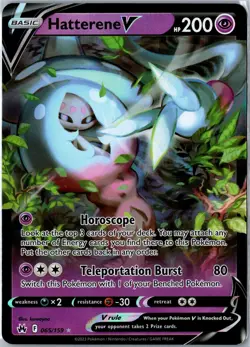 Pokemon Card - Hatterene V Crown Zenith 065/159 2023 V Rare Holo Near Mint - Image 1