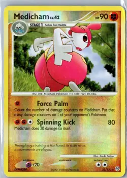 Pokemon Card - Medicham Diamond & Pearl 32/130 2007 Rare Reverse Holo HP - Image 1