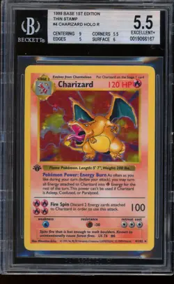 1999 Pokemon 1st Edition Shadowless Charizard Base Set Rare Holo #4 BGS 5.5 - Image 1
