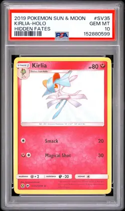 2019 POKEMON SUN & MOON HIDDEN FATES #SV35 KIRLIA-HOLO PSA 10 - Image 1