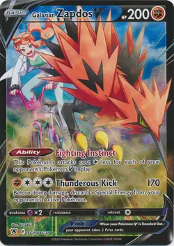 Galarian Zapdos V - TG19/TG30 Ultra Rare Astral Radiance NM Pokemon TCG - Image 1