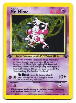 Mr. Mime 6/64 Holo Rare Jungle Pokemon 1st Edition HP - Image 1