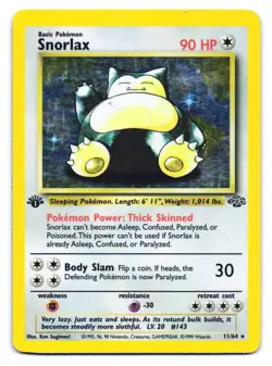 Snorlax 11/64 Holo Rare Jungle Pokemon 1st Edition HP - Image 1