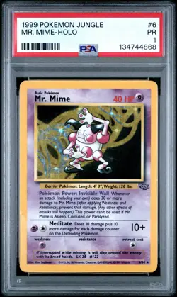 1999 POKEMON JUNGLE #6 MR. MIME-HOLO PSA 1 - Image 1