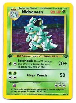 Nidoqueen 7/64 Holo Rare Jungle Pokemon 1st Edition HP - Image 1