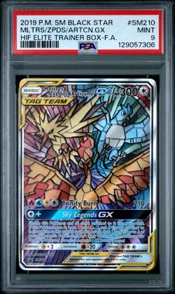 2019 POKEMON SM BLACK STAR PROMO FULL ART/MOLTRES & ZAPDOS & ARTICUNO GX PSA 9 - Image 1