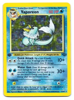 Vaporeon 12/64 Holo Rare Jungle Pokemon 1st Edition HP - Image 1