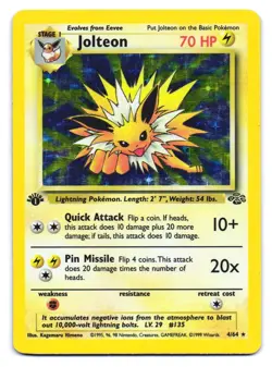 Jolteon 4/64 Holo Rare Jungle Pokemon 1st Edition HP - Image 1